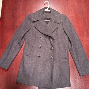 INFRAGILIS Gray Pea Coat Wool Double-Breasted